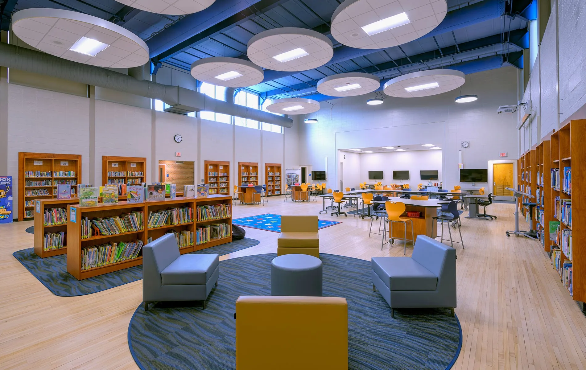 Elementary media center with reading lounge